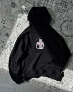 Женское Утепленное Черное Худи “Hello Kitty” Оверсайз на Флисе