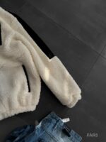 Мужская Плюшевая Молочная Кофта Барашек на Змейке с Высокой Горловиной