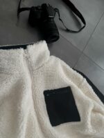 Мужская Плюшевая Молочная Кофта Барашек на Змейке с Высокой Горловиной