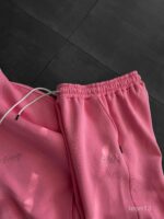 Мужской Розовый Спортивный Костюм Худи Штаны с Вышитой Надписью - Утепленный на Флисе