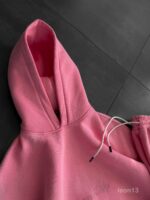 Мужской Розовый Спортивный Костюм Худи Штаны с Вышитой Надписью - Утепленный на Флисе