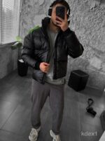 Мужская Теплая Зимняя Черная Куртка Пуховик с Высоким Горлом