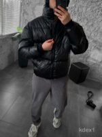 Мужская Теплая Зимняя Черная Куртка Пуховик с Высоким Горлом