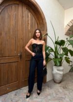 Женские Широкие Темно-Синие Джинсы Скейтеры