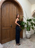 Женские Широкие Темно-Синие Джинсы Скейтеры