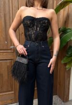 Женские Широкие Темно-Синие Джинсы Скейтеры