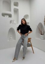 Женские Широкие Серые Джинсы Скейтеры