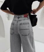 Женские Широкие Серые Джинсы Скейтеры
