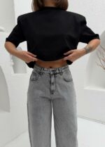 Женские Широкие Серые Джинсы Скейтеры