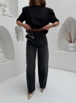 Женские Широкие Графитовые Джинсы Скейтеры