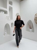 Женские Широкие Графитовые Джинсы Скейтеры