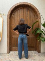 Женские Широкие Голубые Джинсы Скейтеры