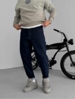 Мужские Темно-Синие Джинсы Mom - Свободные Джинсовые Штаны Момы