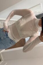 Женский Полупрозрачный Белый Гольф с Высокой Горловиной