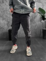 Мужские Темно-Серые Джинсы Джоггеры - Джинсовые Штаны Свободного Кроя с Манжетами