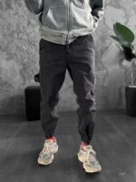 Мужские Темно-Серые Джинсы Джоггеры - Джинсовые Штаны Свободного Кроя с Манжетами