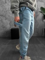 Мужские Голубые Джинсы Джоггеры - Джинсовые Штаны Свободного Кроя с Манжетами