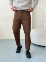 Мужские Базовые Коричневые Джинсы Мом Бананы Свободного Кроя