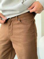 Мужские Базовые Коричневые Джинсы Мом Бананы Свободного Кроя