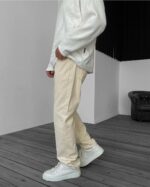 Мужские Базовые Молочные Джинсы Багги Свобдного Кроя