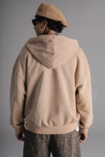Мужское Бежевое Зип Худи Оверсайз - Кофта Зипка Варенка на Молнии Свободного Кроя