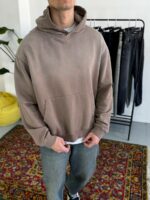 Мужское Коричневое Худи Градиент Оверсайз с Потертостями