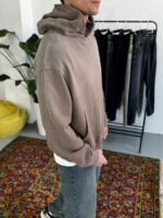 Мужское Коричневое Худи Градиент Оврсайз с Потертостями