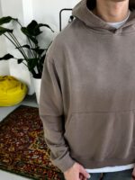 Мужское Коричневое Худи Градиент Оврсайз с Потертостями