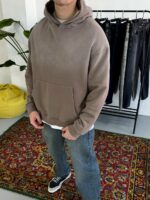 Мужское Коричневое Худи Градиент Оврсайз с Потертостями