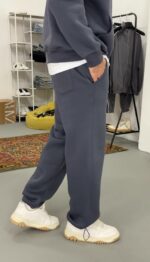 Мужские Базовые Графитовые Спортивные Штаны - Свободные с Утеплением на Флисе