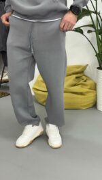 Мужские Базовые Серые Спортивные Штаны - Свободные с Утеплением на Флисе