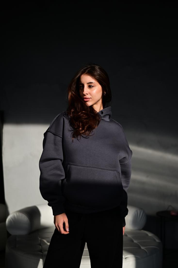 photo_2026-01-23_11-46-20 Женское Базовое Графитовое Худи Оверсайз с Утеплением на Флисе