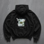 Мужское Черное Худи Оверсайз - Трехнитка c Принтом "Paradise" на Спине