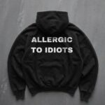 Мужское Черное Худи Оверсайз - Трехнитка c Надписью на Спине