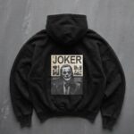 Мужское Черное Худи Оверсайз - Трехнитка c Принтом Джокер на Спине