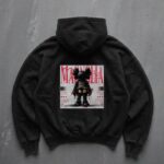 Мужское Черное Худи Оверсайз - Трехнитка c Принтом Кавс на Спине