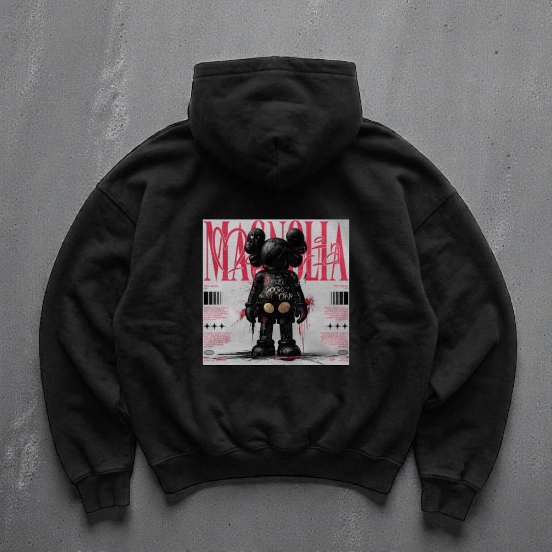 photo_2026-01-24_11-52-05 Мужское Черное Худи Оверсайз - Трехнитка c Принтом Кавс на Спине