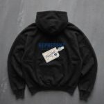 Мужское Черное Худи Оверсайз - Трехнитка c Принтом "Represent" на Спине