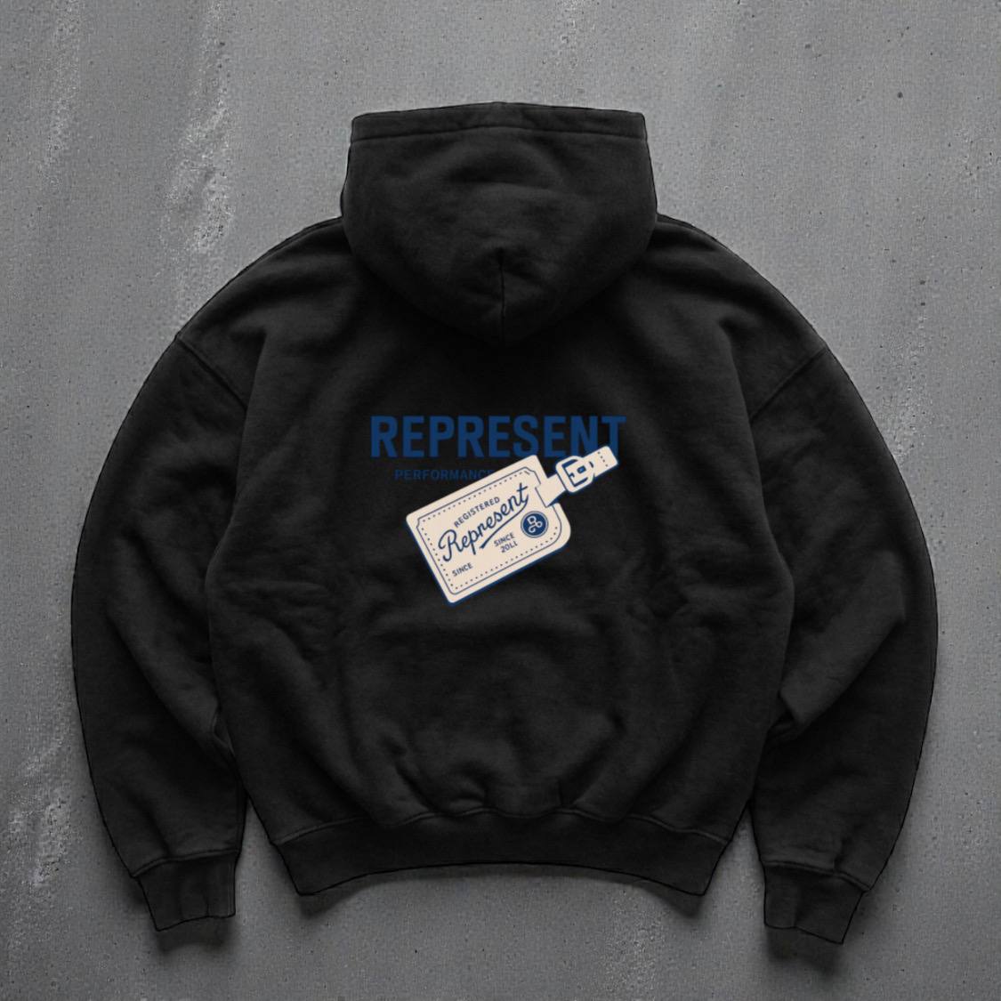 photo_2026-01-25_10-18-13 Мужское Черное Худи Оверсайз - Трехнитка c Принтом "Represent" на Спине