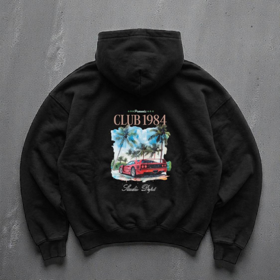 photo_2026-01-25_10-19-03 Мужское Черное Худи Оверсайз - Трехнитка c Принтом Машина на Спине