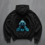 Мужское Черное Худи Оверсайз - Трехнитка c Принтом "Triggered" на Спине