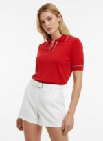 Женская Классическая Красная Футболка Поло с Окантовкой