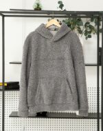 Мужское Серое Плюшевое Худи Тедди Оверсайз - Мягкое Кенгуру с Капюшоном