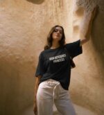 Женская Объемная Черная Футболка Оверсайз с Надписью "Iron Deficiency Princess"