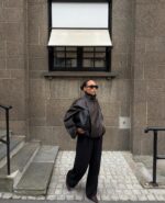 Женская Коричневая Кожаная Куртка Свободного Кроя