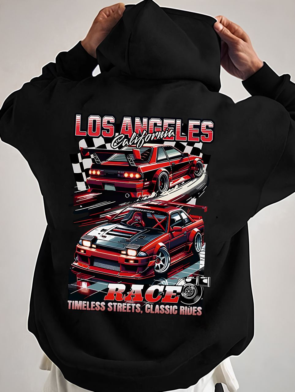 photo_2026-01-27_14-09-36 Мужское Черное Худи Свободного Кроя - Трехнитка c Принтом Тачки