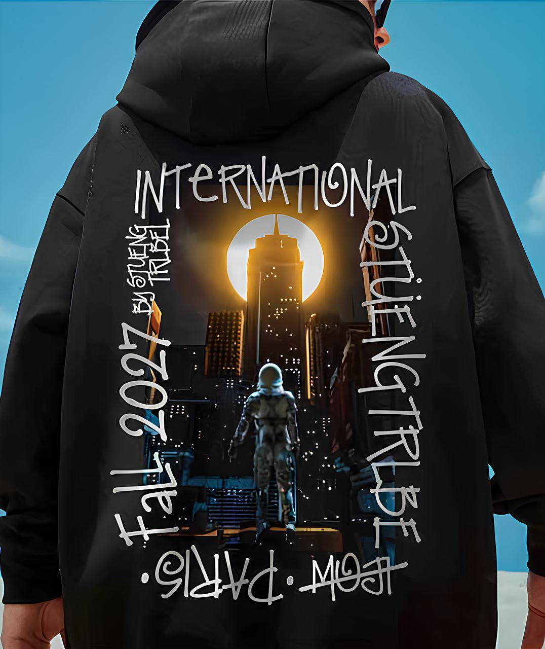 photo_2026-01-27_14-14-39 Мужское Черное Худи Свободного Кроя - Трехнитка c Принтом Город