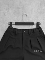 Мужские Классические Свободные Черные Штаны Брюки со Складками и Резинкой в Поясе