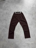 Мужские Классические Свободные Коричневые Штаны Брюки со Складками и Резинкой в Поясе