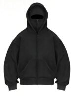 Мужское Утепленное Черное Худи на Флисе - Кофта Зипка с Вшитой Балаклавой